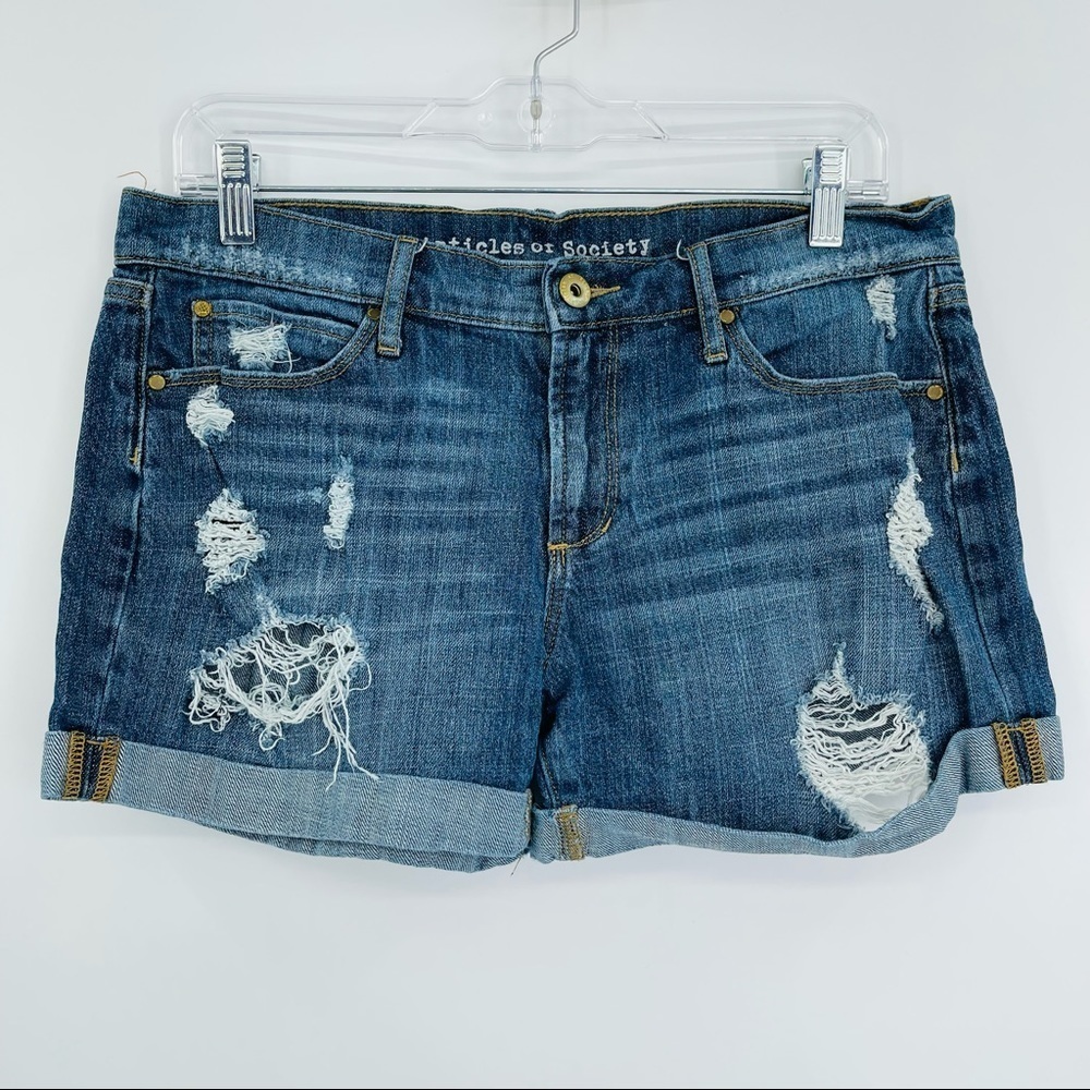 Articles of Society distressed‎ boyfriend shorts cuffed